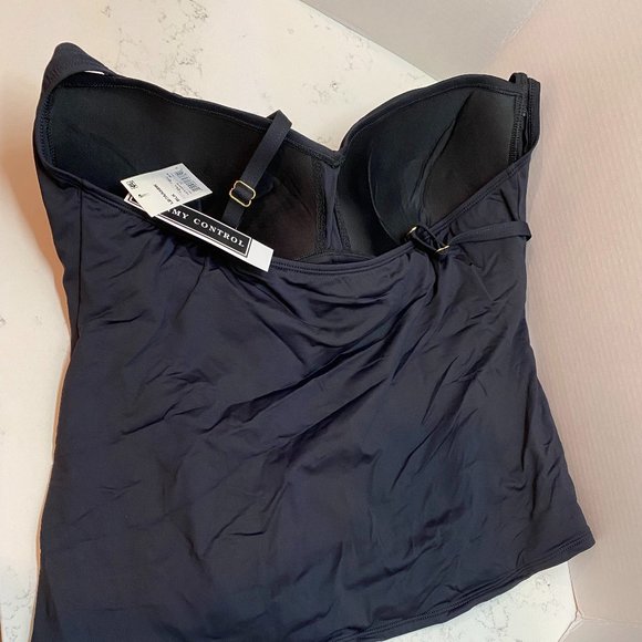 NWT La Blanca Black Tankini Plus Size Top swimsuit - Picture 3 of 4